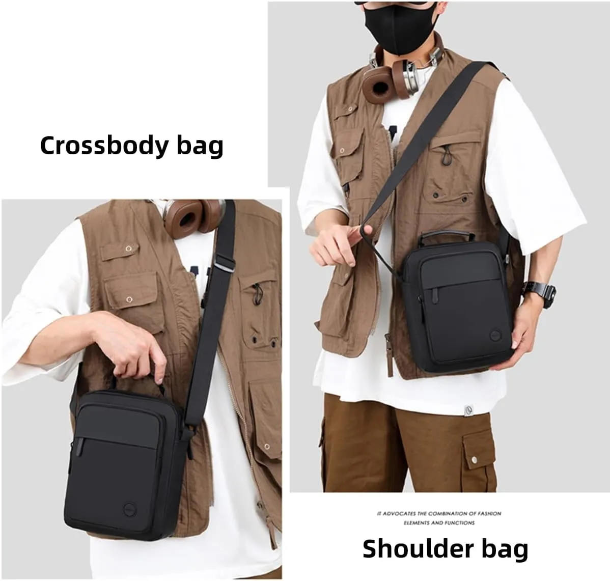 Small Messenger Bag for Men Women, Purse for Men Multi Pocket Purses Bag Hold Phone Handset Anti Theft