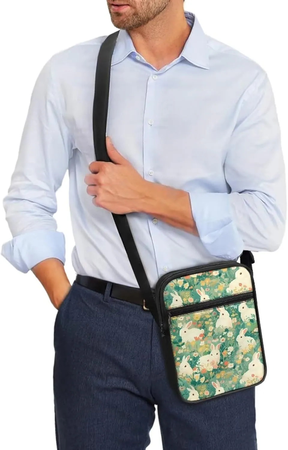 Small Messenger Shoulder Bag Mini Crossbody Bag for Women Men Light Zipper Pocket Travel Bag with Adjustable Strap
