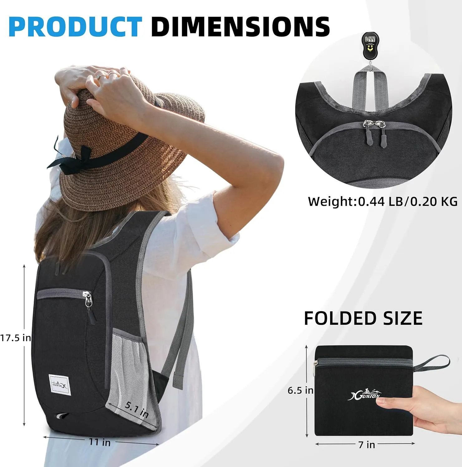 Small Travel Backpack - Lightweight & Foldable, 10L Capacity, Packable & Camping Hiking Daypack for Women & Men (Black)