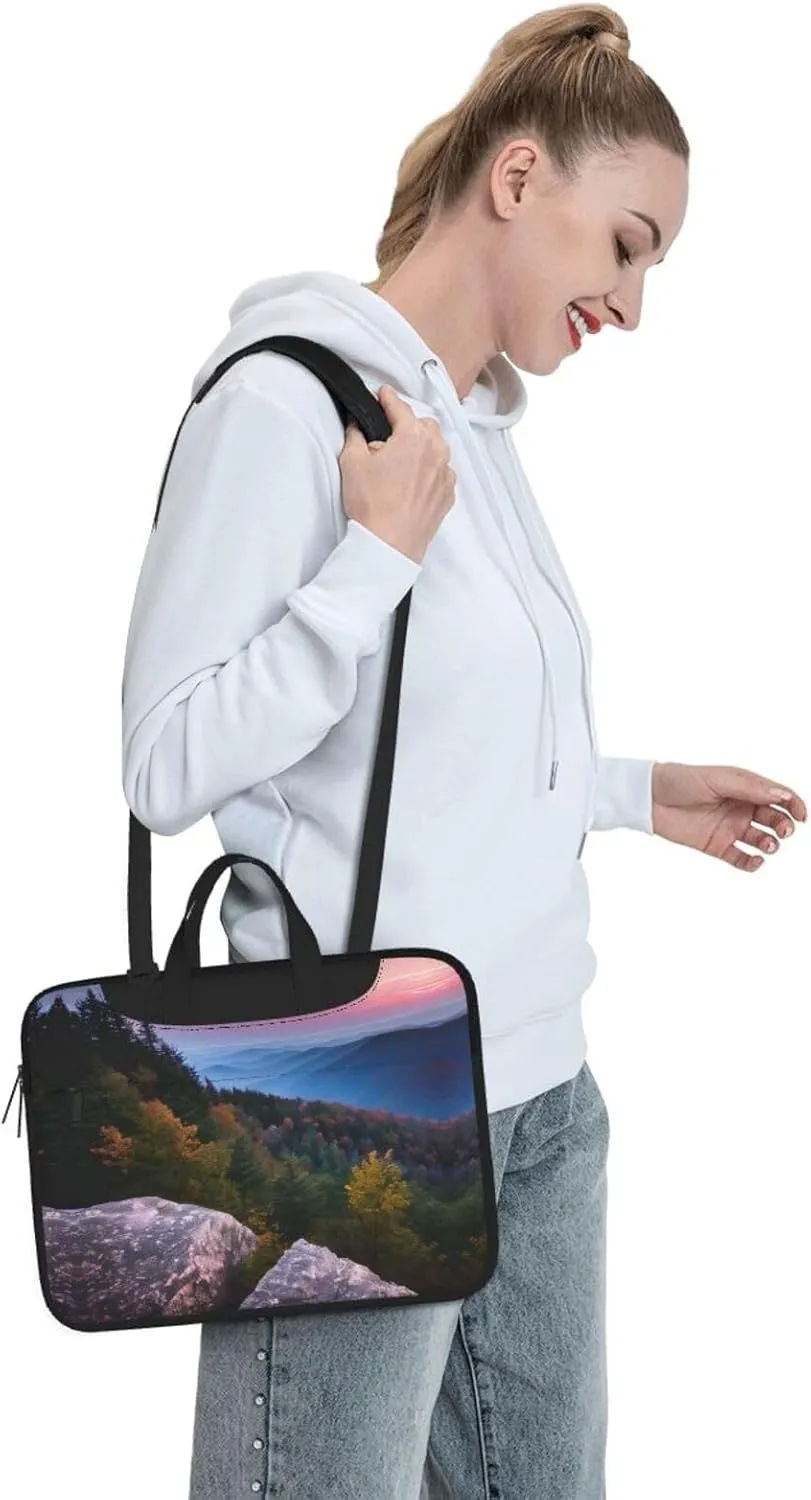 Smokey Mountain Cliff Print Notebook Computer Protective Carrying Cover With Pocket,13 Inch Laptop Shoulder Bag
