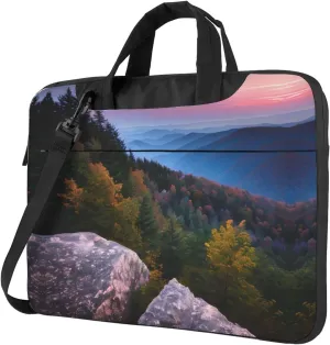 Smokey Mountain Cliff Print Notebook Computer Protective Carrying Cover With Pocket,13 Inch Laptop Shoulder Bag