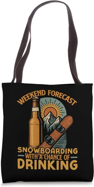Snowboarding Snowboard Beer Vintage Retro Weekend Forecast Tote Bag