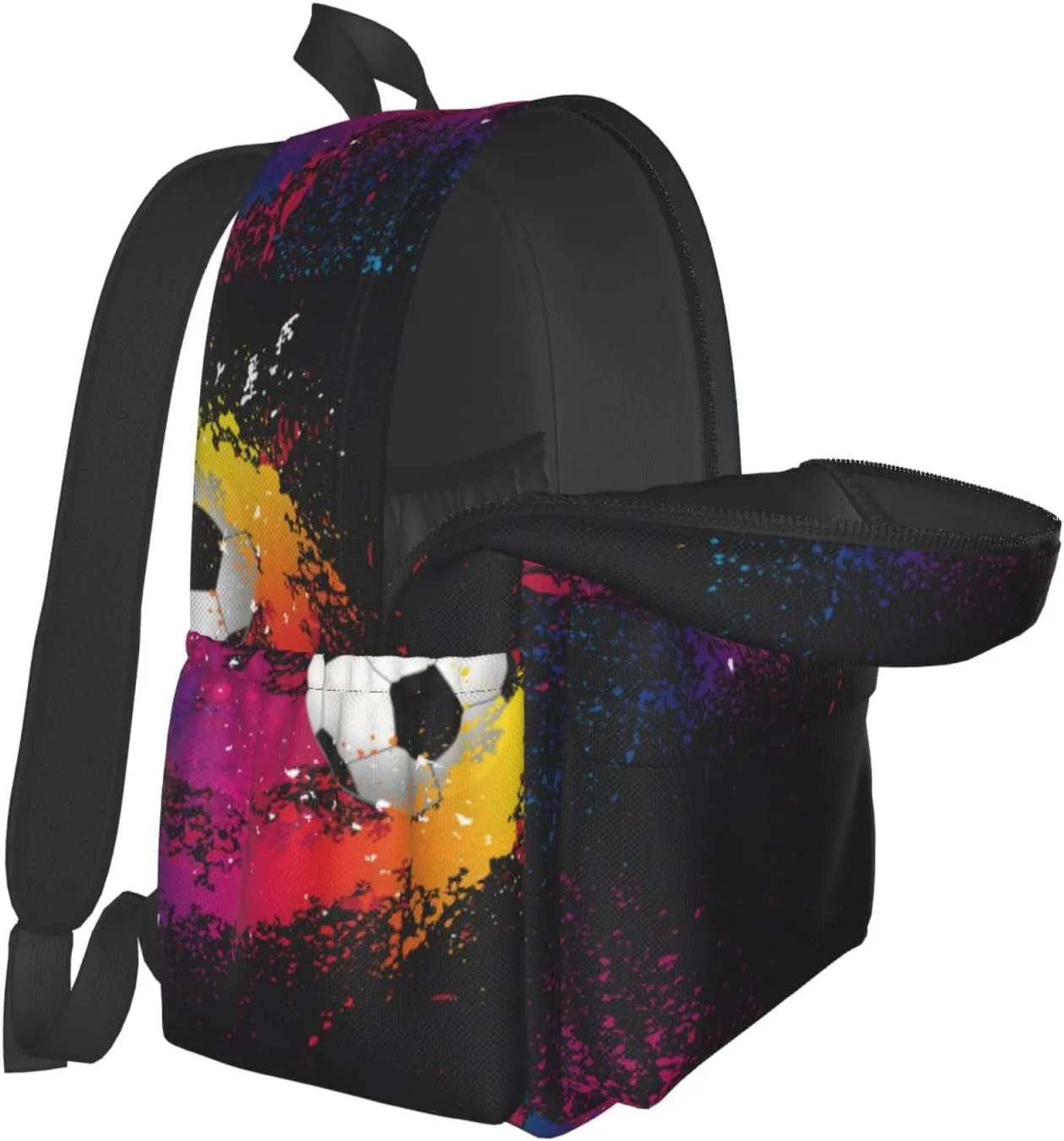 Soccer Color Splash Ink Collision Laptop Backpack Shoulder Bag Laptop Pack Travel Backpacks Commuter Back Pack Casual Daypack Bags With Side Pockets