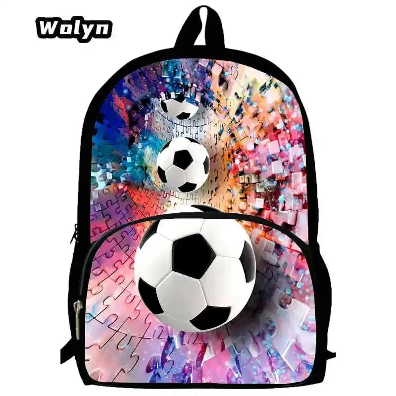 Soccer Prints School Backpack for Grade 1-3,Cartoon School Bags for Boys Girls ,Large Capacity Children Backpack  for School