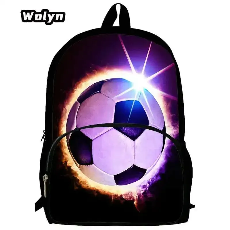 Soccer Prints School Backpack for Grade 1-3,Cartoon School Bags for Boys Girls ,Large Capacity Children Backpack  for School
