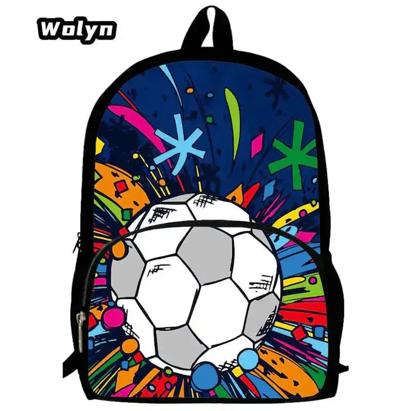 Soccer Prints School Backpack for Grade 1-3,Cartoon School Bags for Boys Girls ,Large Capacity Children Backpack  for School