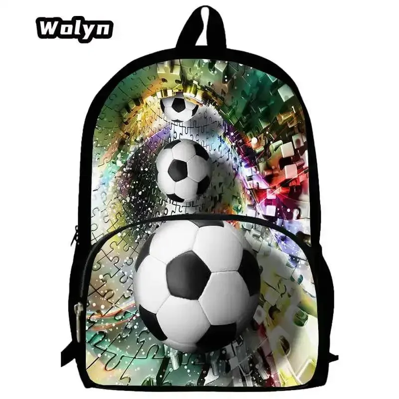 Soccer Prints School Backpack for Grade 1-3,Cartoon School Bags for Boys Girls ,Large Capacity Children Backpack  for School