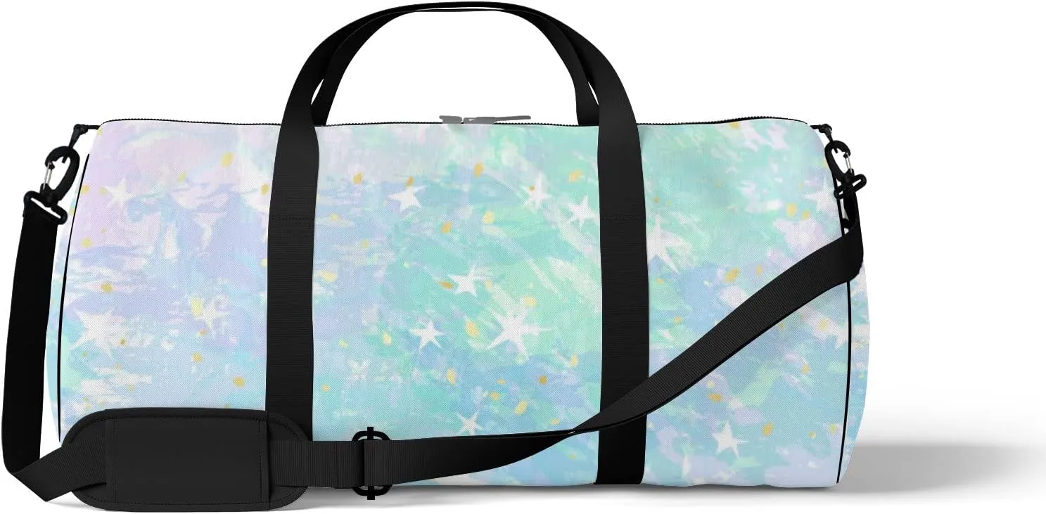 Soft Pale Colorful Moon Star Sports Bag Tote Bag Waterproof Gym Bag with Shoulder Strap Zipper 2 Side Pockets for Men and Women, Travel and Storage Shoulder Bag.