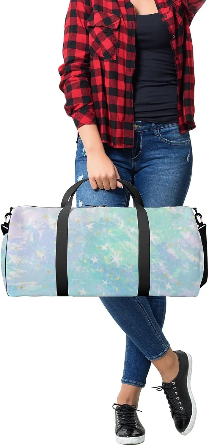 Soft Pale Colorful Moon Star Sports Bag Tote Bag Waterproof Gym Bag with Shoulder Strap Zipper 2 Side Pockets for Men and Women, Travel and Storage Shoulder Bag.