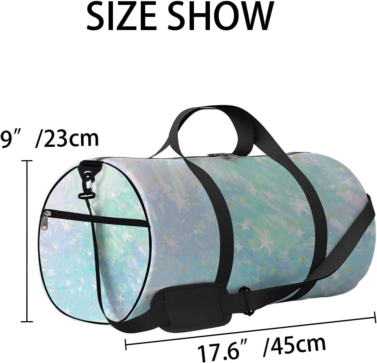 Soft Pale Colorful Moon Star Sports Bag Tote Bag Waterproof Gym Bag with Shoulder Strap Zipper 2 Side Pockets for Men and Women, Travel and Storage Shoulder Bag.