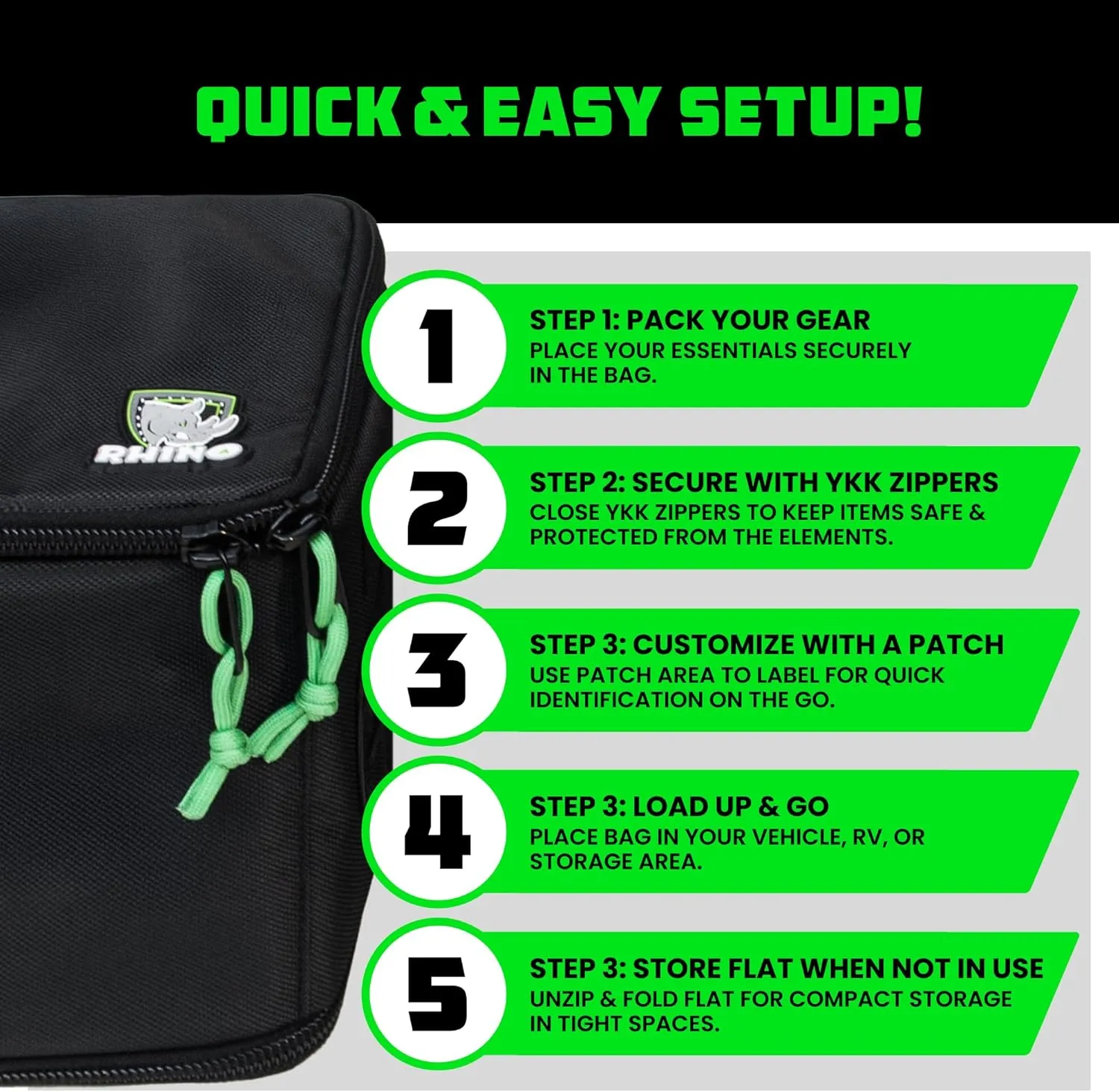 Soft-Sided Overland Storage Bag – Tactical Gear Tote for Camping Essentials, SUV Trunk Organizer, Bushcraft Gear, Camper Organization, Travel Bag with Dividers & Customizable Patch Panel (L, Black)