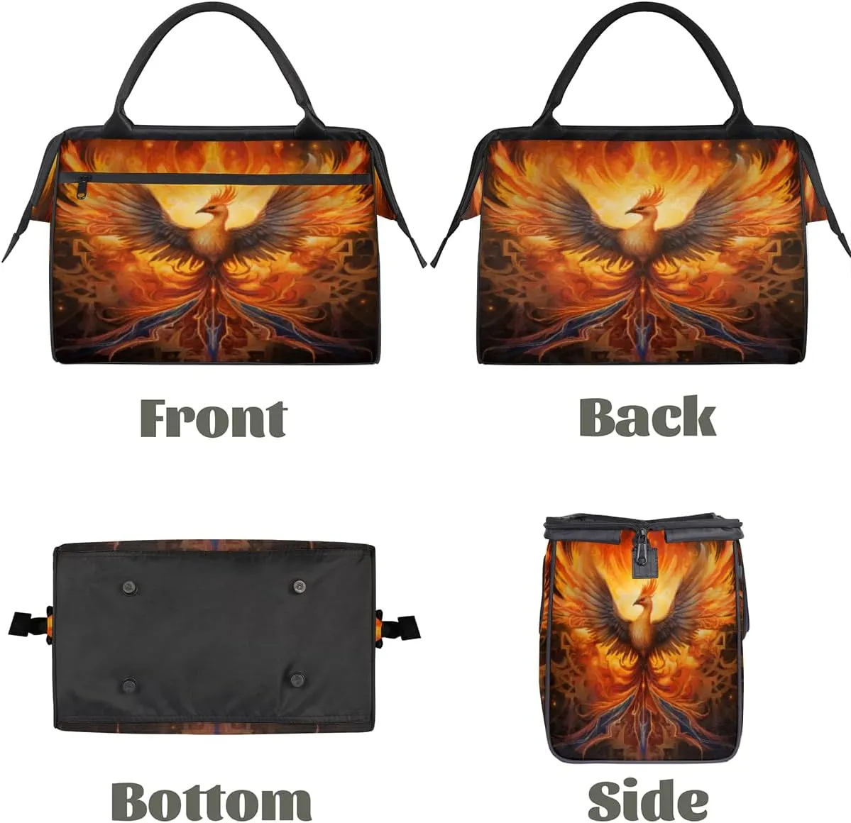 Solar Phoenix Radiant Plumage Travel Duffle Bag, Waterproof Duffel Bag Weekender Overnight Carry On Bag Lightweight Sport Gym Bag for Men Women