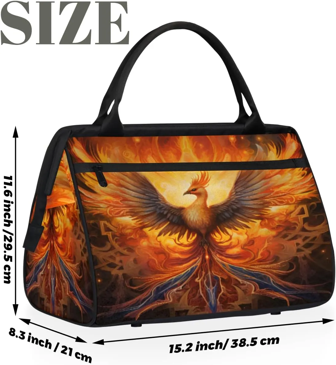 Solar Phoenix Radiant Plumage Travel Duffle Bag, Waterproof Duffel Bag Weekender Overnight Carry On Bag Lightweight Sport Gym Bag for Men Women
