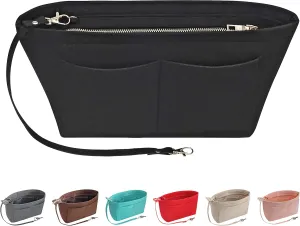 Soyizom Purse Organizer Insert Felt Purse Insert Bag Organizers Multi Pockets Tote Bag in Bag for Women,Black-XL