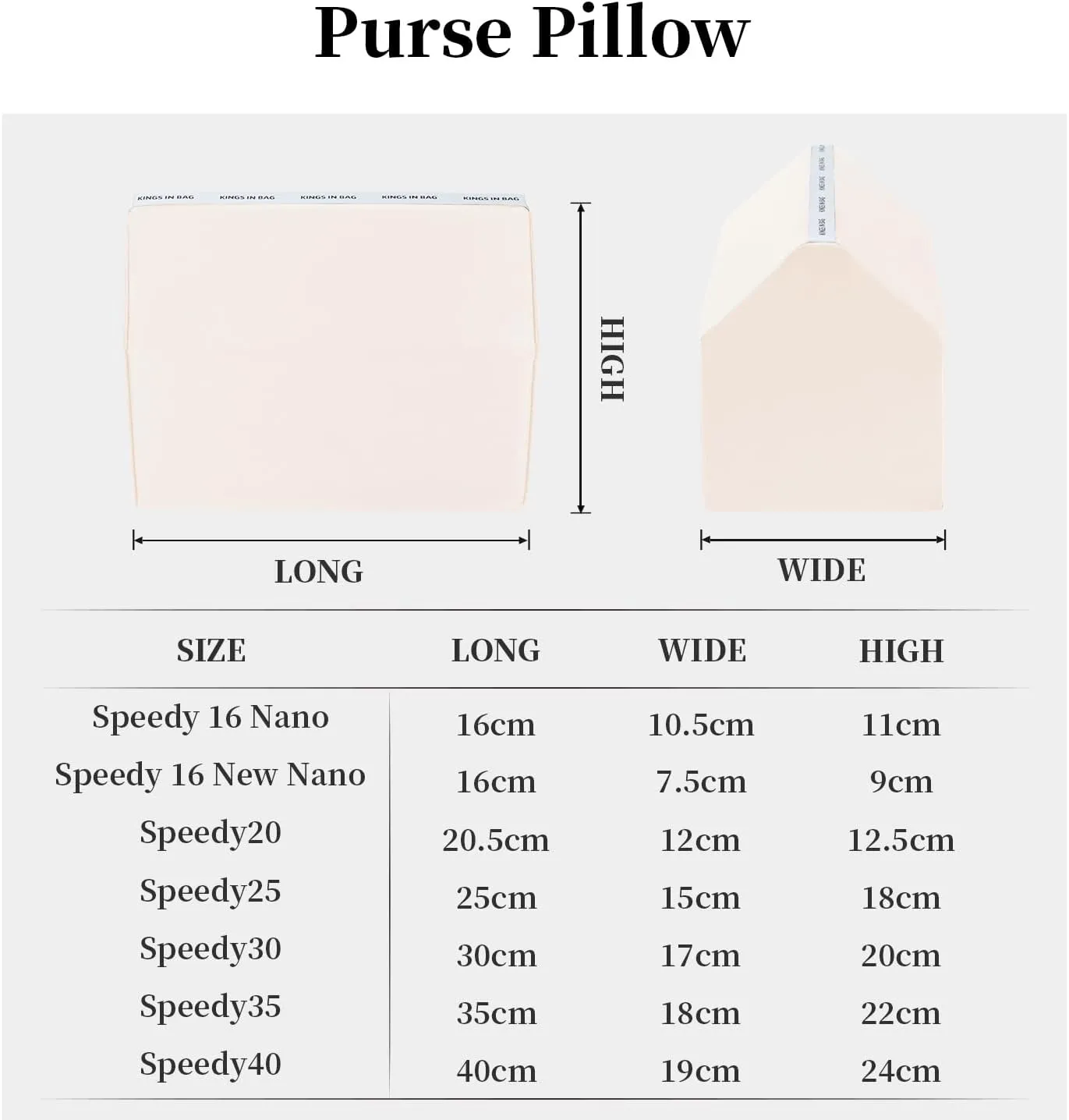 Speedy 30 Bag Pillow, Purse Shaper Insert Compatible with LV Speedy Bag, Handbag Filler with Soft Silk Surface and Memory Foam Inner without Overfull, Moisture-proof (Craie, Speedy30)