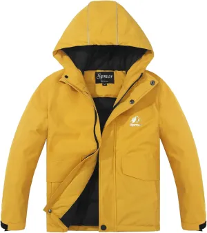 Spmor Boys Girls Waterproof Ski Jacket Hooded Snowboard Coat Windproof Winter Snow Outwear