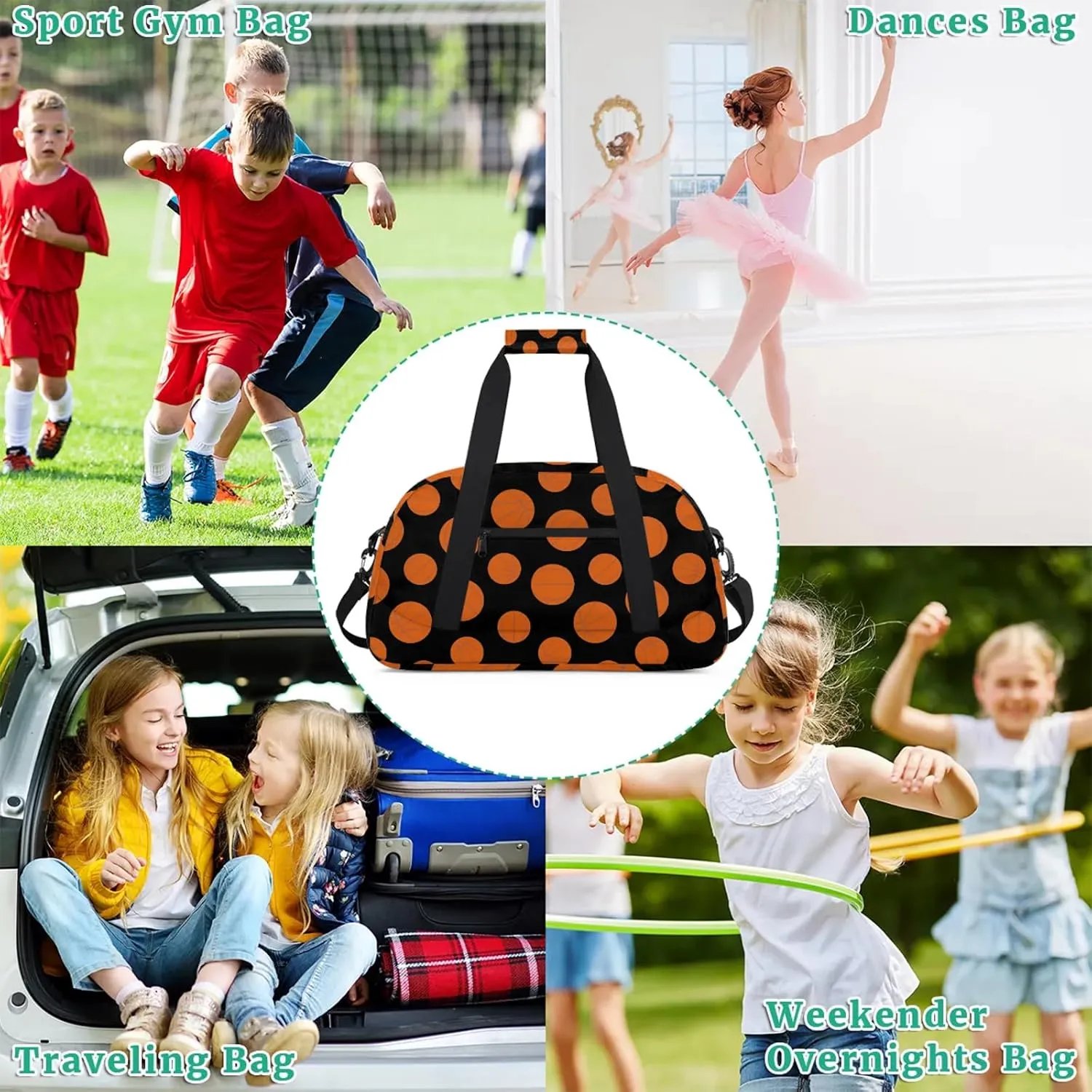Sports 18 inch Small Gym Bag for Women and Men, Lightweight Carry On Weekender Bag Mini Duffel Bag for Travel Sports Workout, Basketball