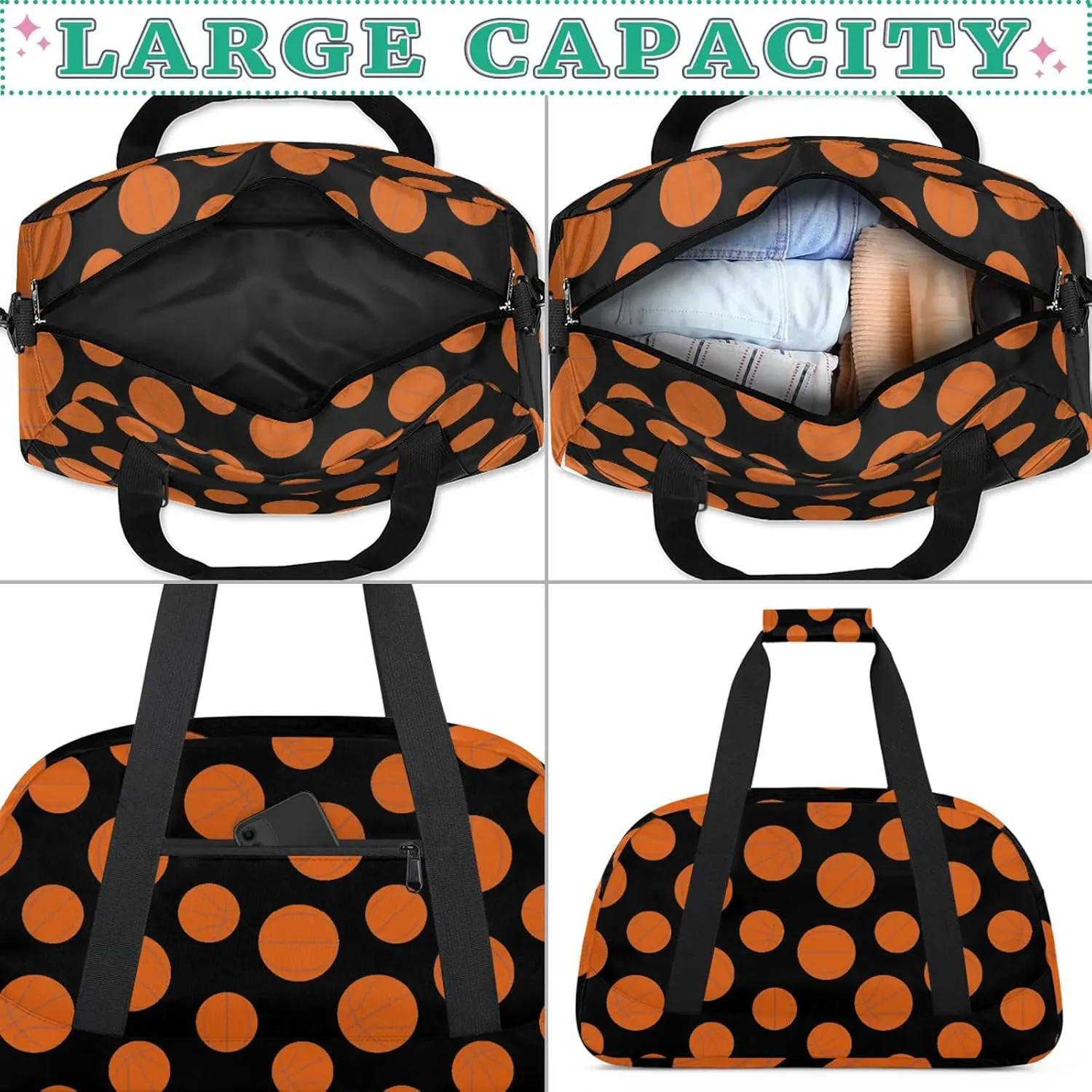 Sports 18 inch Small Gym Bag for Women and Men, Lightweight Carry On Weekender Bag Mini Duffel Bag for Travel Sports Workout, Basketball
