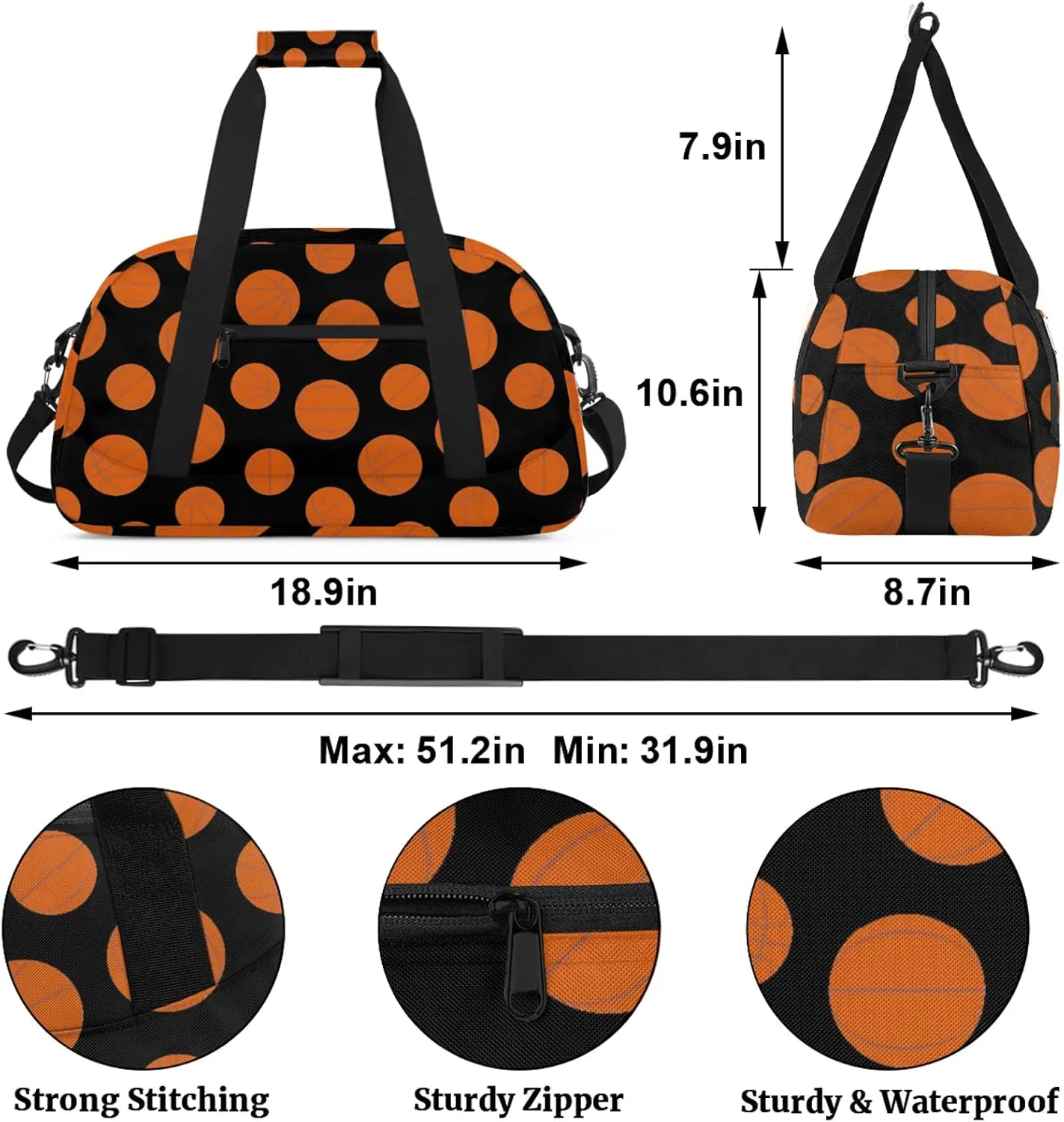 Sports 18 inch Small Gym Bag for Women and Men, Lightweight Carry On Weekender Bag Mini Duffel Bag for Travel Sports Workout, Basketball