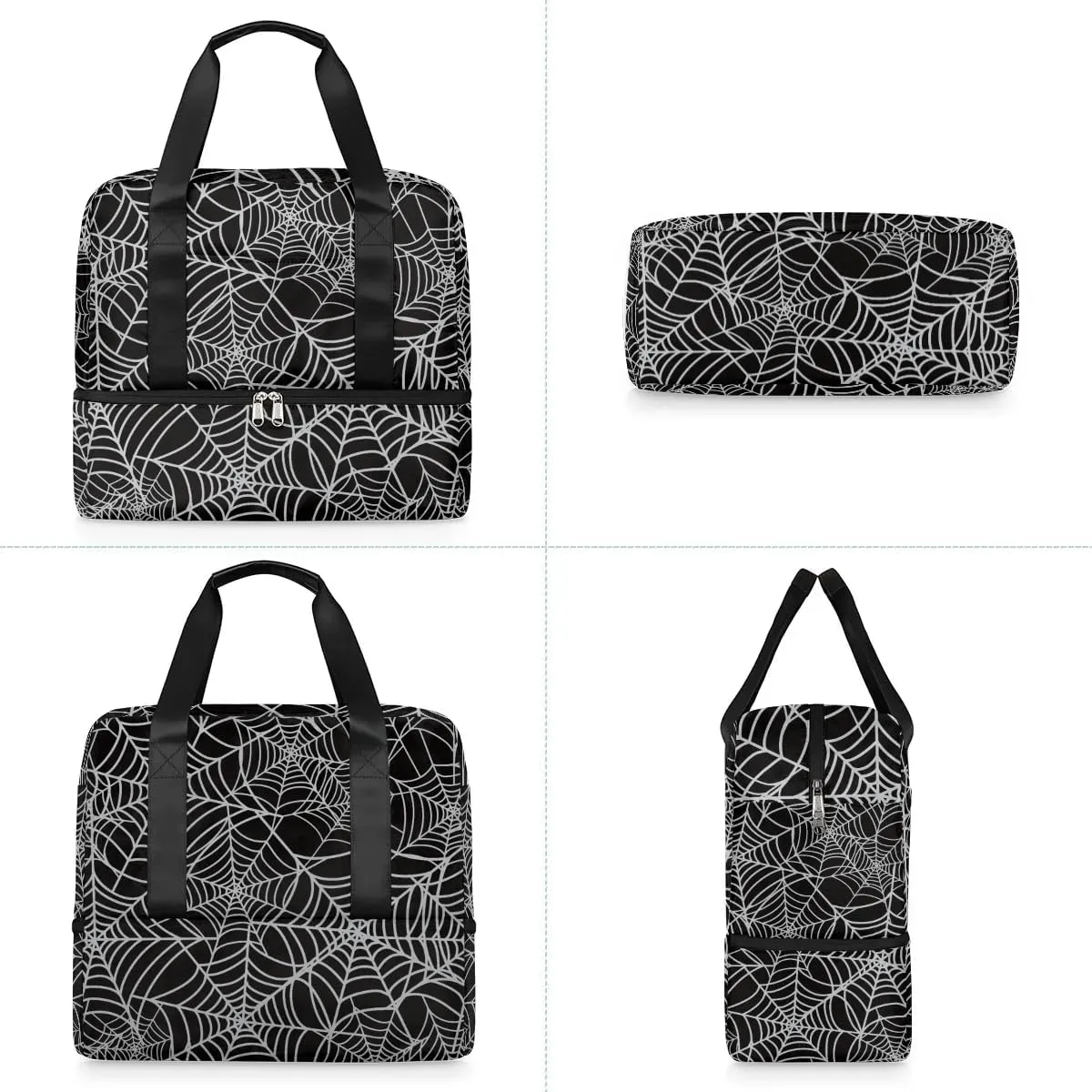 Sports Gym Bag Halloween Spider Web Travel Duffel Bag Waterproof Lightweight Swim Bag Travel Tote Luggage Weekender Overnight Handbag Workout Bag with Shoes Compartment for Women Men