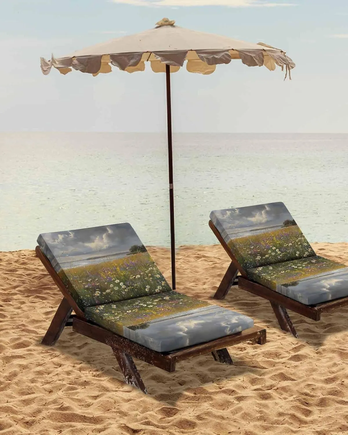Spring Floral Outdoor Cushion Chair Cover Set of 2 - Waterproof Couch Seat Covers, Pastoral Flowers Modern Oil Painting Patio Furniture Protector Cushions Slipcovers for Sofa/RV, 22"x22"x4"