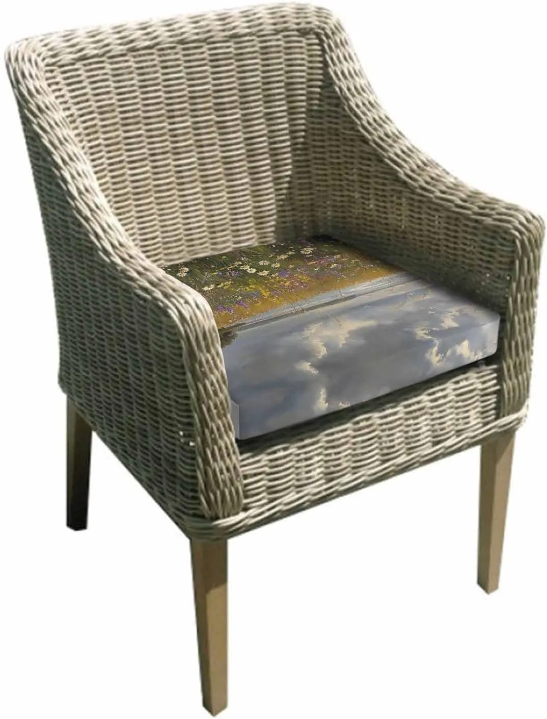 Spring Floral Outdoor Cushion Chair Cover Set of 2 - Waterproof Couch Seat Covers, Pastoral Flowers Modern Oil Painting Patio Furniture Protector Cushions Slipcovers for Sofa/RV, 22"x22"x4"