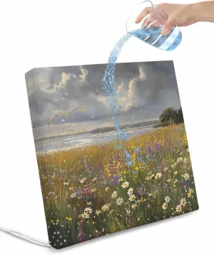 Spring Floral Outdoor Cushion Chair Cover Set of 2 - Waterproof Couch Seat Covers, Pastoral Flowers Modern Oil Painting Patio Furniture Protector Cushions Slipcovers for Sofa/RV, 22"x22"x4"