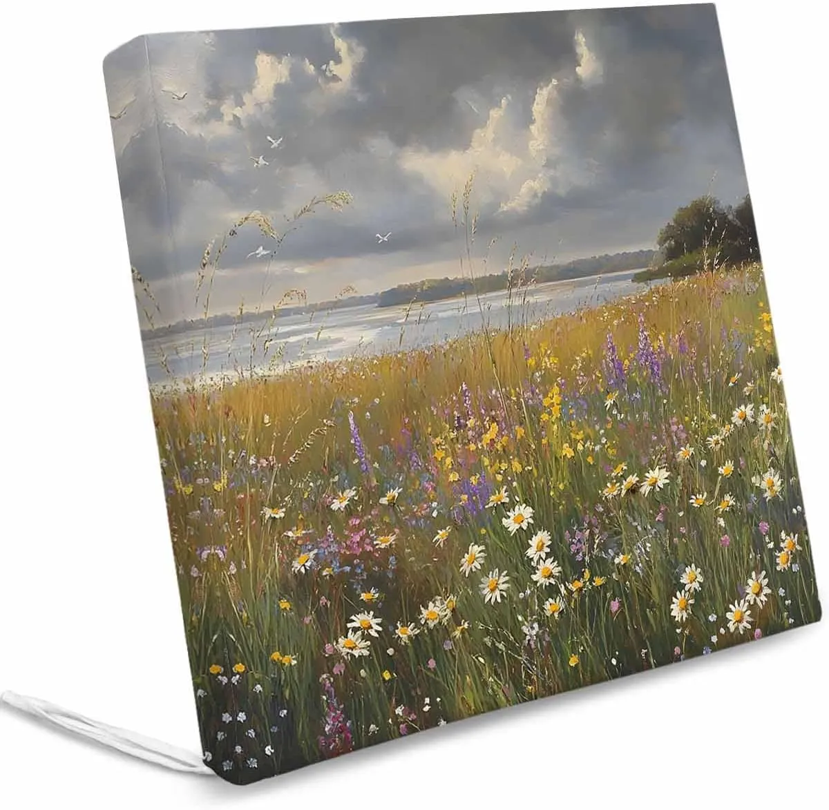 Spring Floral Outdoor Cushion Chair Cover Set of 2 - Waterproof Couch Seat Covers, Pastoral Flowers Modern Oil Painting Patio Furniture Protector Cushions Slipcovers for Sofa/RV, 22"x22"x4"