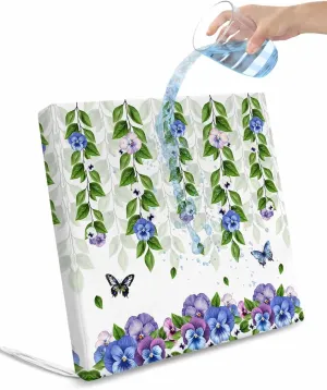 Spring Floral Outdoor Cushion Chair Cover Set of 4 - Waterproof Couch Seat Covers, Summer Farmhouse Botanical Butterfly Patio Furniture Protector Cushions Slipcovers for Sofa/RV, 20"x18"x4"