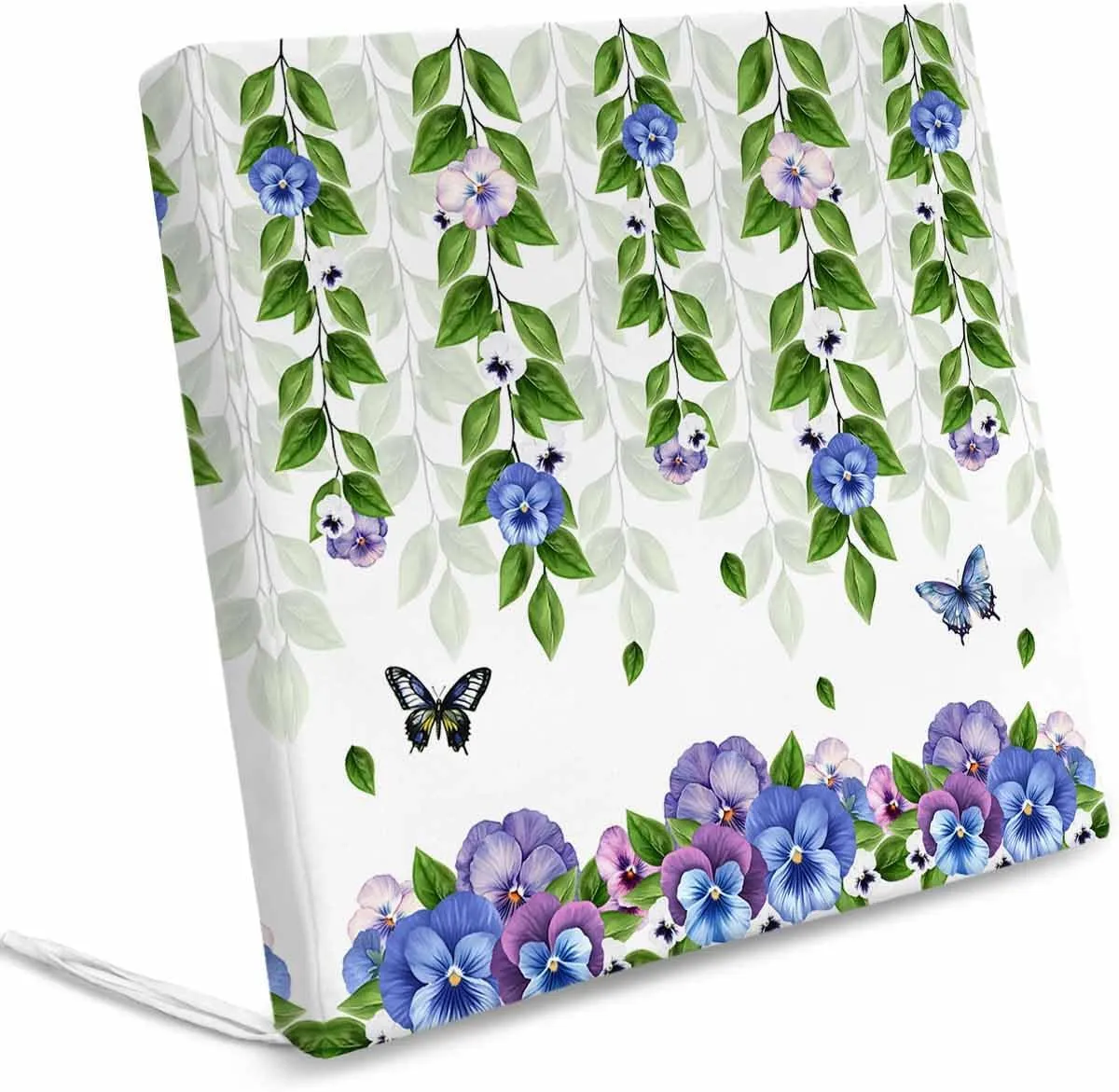 Spring Floral Outdoor Cushion Chair Cover Set of 4 - Waterproof Couch Seat Covers, Summer Farmhouse Botanical Butterfly Patio Furniture Protector Cushions Slipcovers for Sofa/RV, 20"x18"x4"
