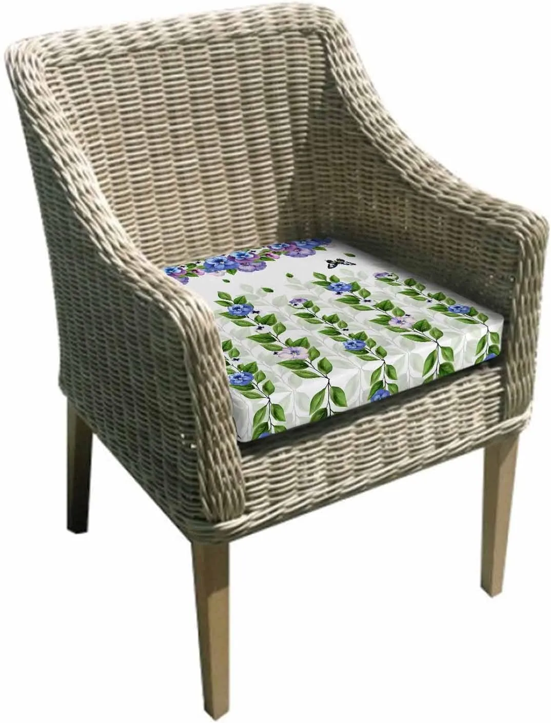 Spring Floral Outdoor Cushion Chair Cover Set of 4 - Waterproof Couch Seat Covers, Summer Farmhouse Botanical Butterfly Patio Furniture Protector Cushions Slipcovers for Sofa/RV, 20"x18"x4"