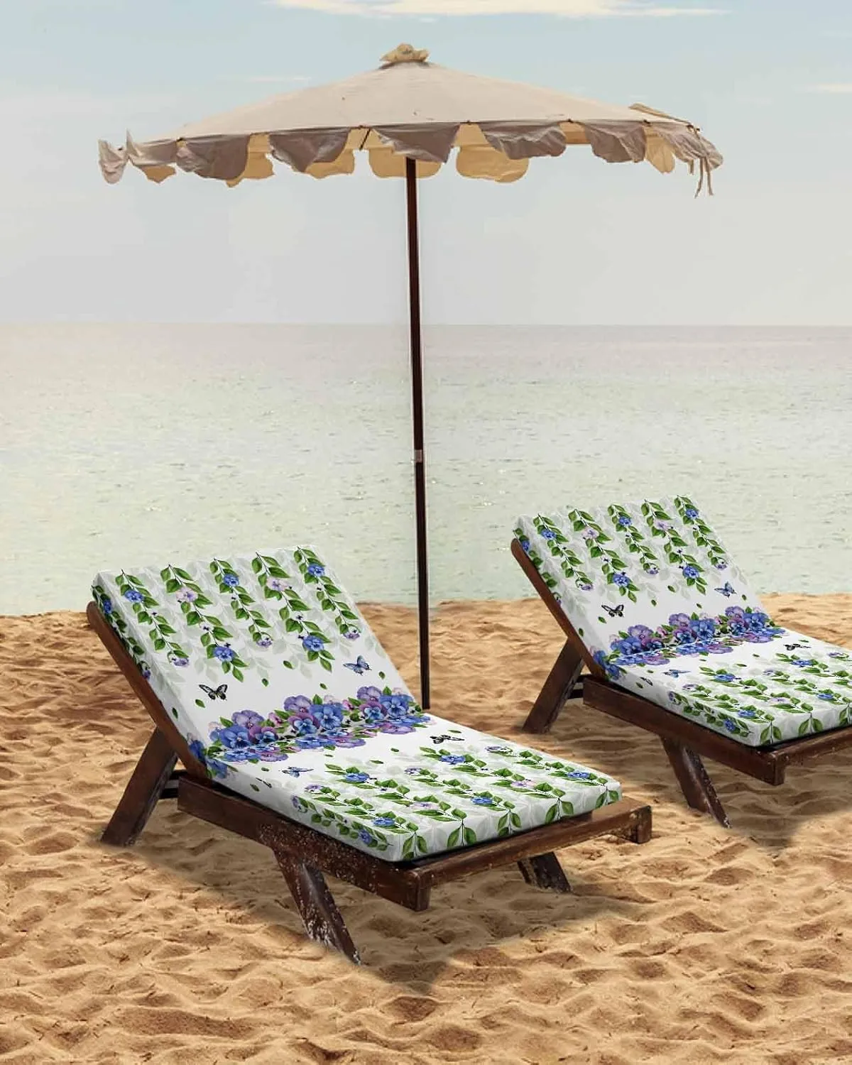 Spring Floral Outdoor Cushion Chair Cover Set of 4 - Waterproof Couch Seat Covers, Summer Farmhouse Botanical Butterfly Patio Furniture Protector Cushions Slipcovers for Sofa/RV, 20"x18"x4"
