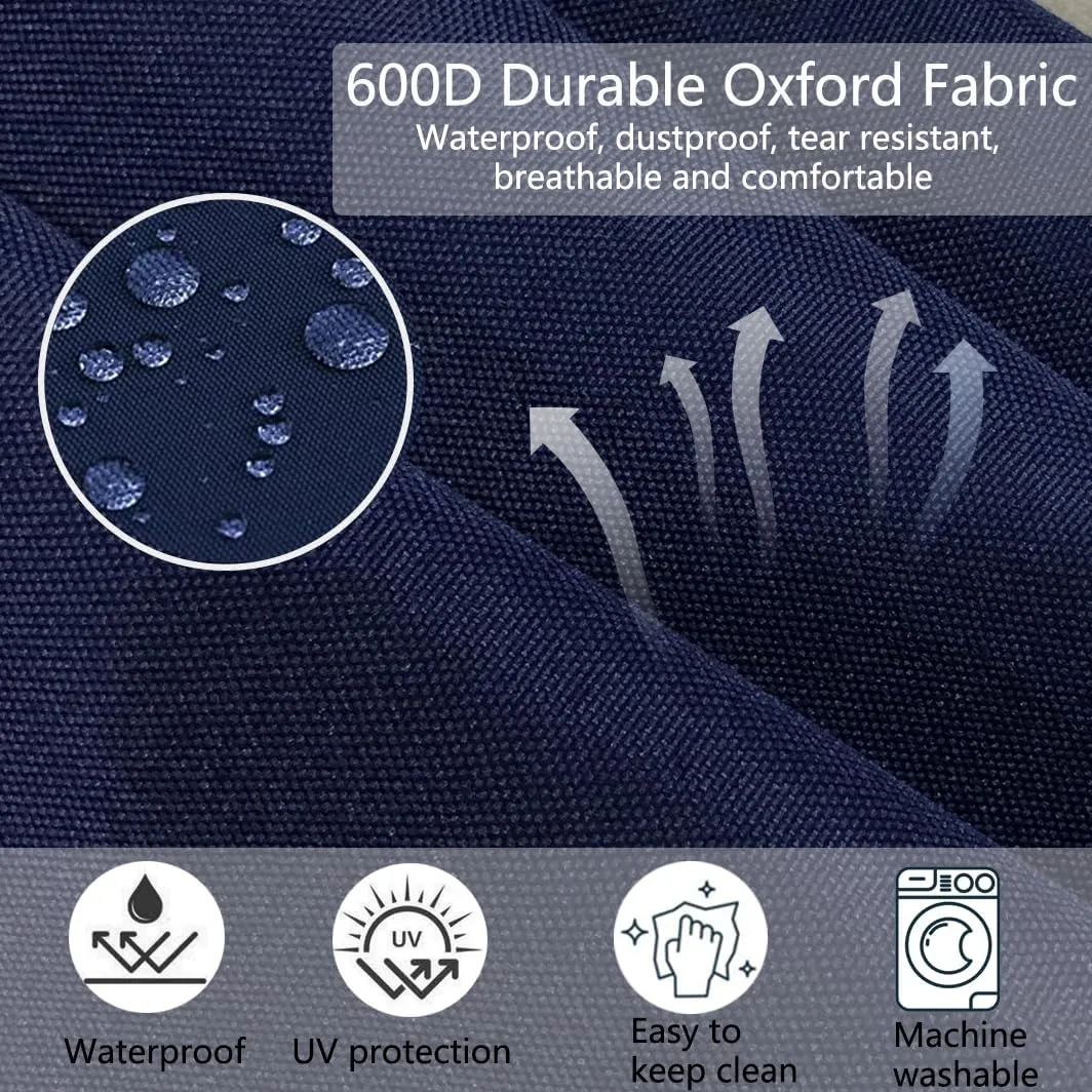 Sqodok Deep Outdoor Seating Patio Cushion Set Covers Replacement, 4PCS Durable Outdoor Cushions Cover, Patio Furniture Cushions Slipcovers (Dark Blue, Seat 28"x 28"x 6"   Back 28"x 13"x 6")