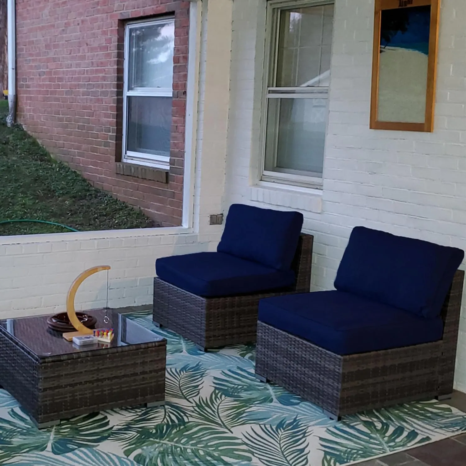 Sqodok Deep Outdoor Seating Patio Cushion Set Covers Replacement, 4PCS Durable Outdoor Cushions Cover, Patio Furniture Cushions Slipcovers (Dark Blue, Seat 28"x 28"x 6"   Back 28"x 13"x 6")