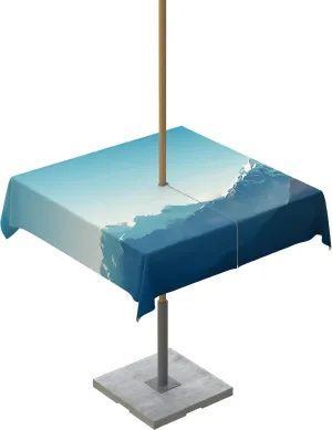 Square Outdoor Table Cloth 54 Inch Natural Snowy Mountain Landscape Mountain Range Photo Blue Tablecloth with Umbrella Hole, Zipper Table Cover Waterproof Tablecloths for Patio Party Picnic