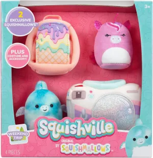 Squishville SQM0515 Accessory Set Weekend Trip Super Soft Mini Squishmallows 5 cm Plush Figures with Accessories