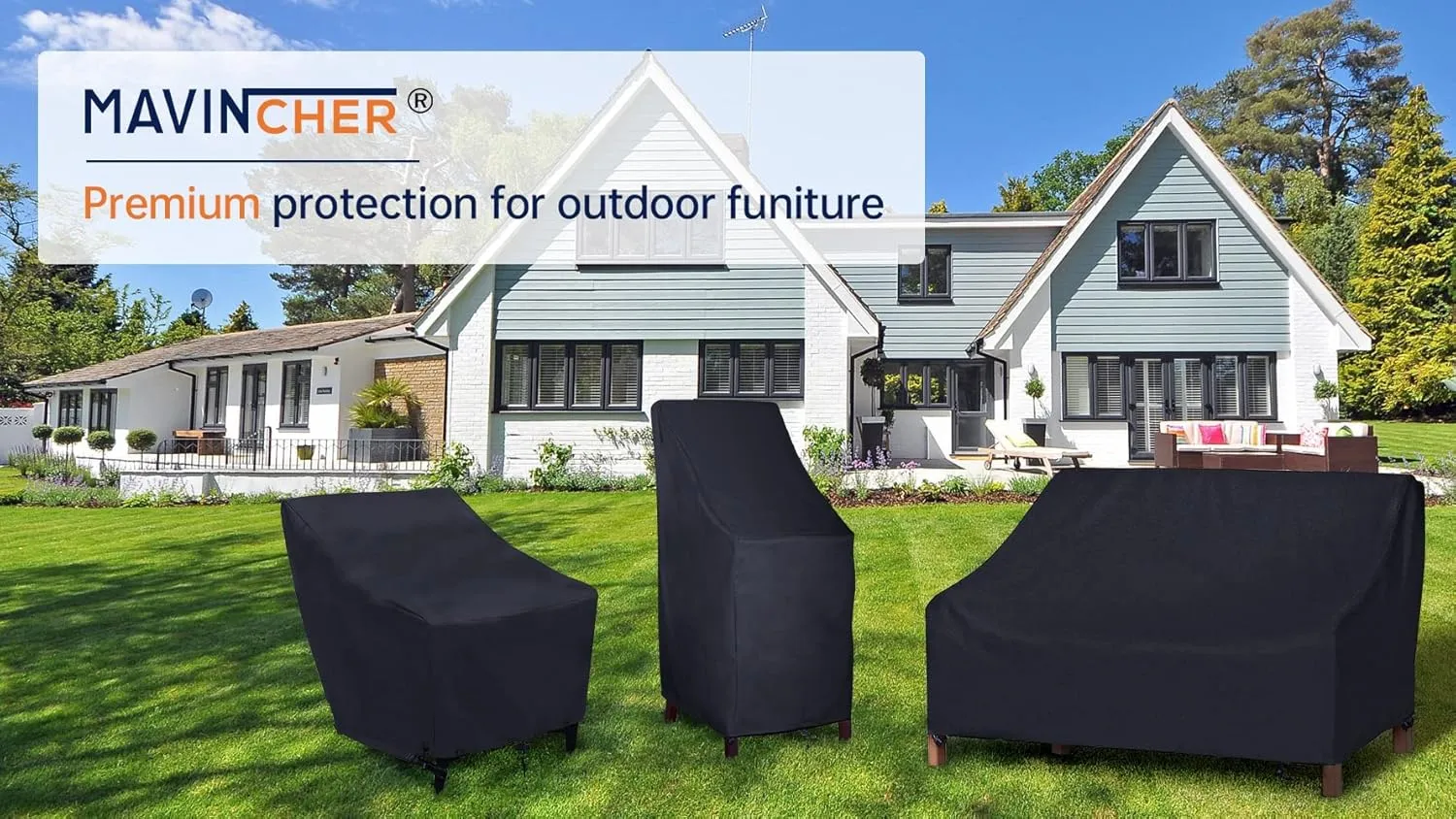 Stackable Patio Chair Covers, High Back Outdoor Chair Covers, 600D Heavy Duty Waterproof Lawn Outside Barstool Furniture Covers,Fits for 4-6 Stackable Dining Chairs,27"W x 27"D x 49"H,1 Pack