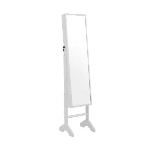 Standing Jewelry Cabinet Jewelry Armoire Cabinet with Full-White