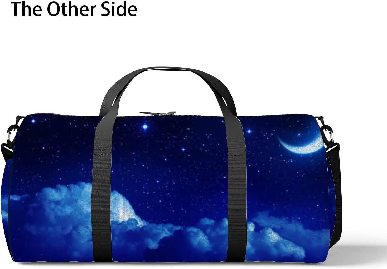 Starry Sky Half Moon Scenic Cloudscape Sports Bag Tote Bag Waterproof Gym Bag with Shoulder Strap Zipper 2 Side Pockets for Men and Women, Travel and Storage Shoulder Bag.