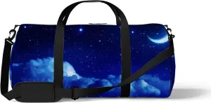 Starry Sky Half Moon Scenic Cloudscape Sports Bag Tote Bag Waterproof Gym Bag with Shoulder Strap Zipper 2 Side Pockets for Men and Women, Travel and Storage Shoulder Bag.