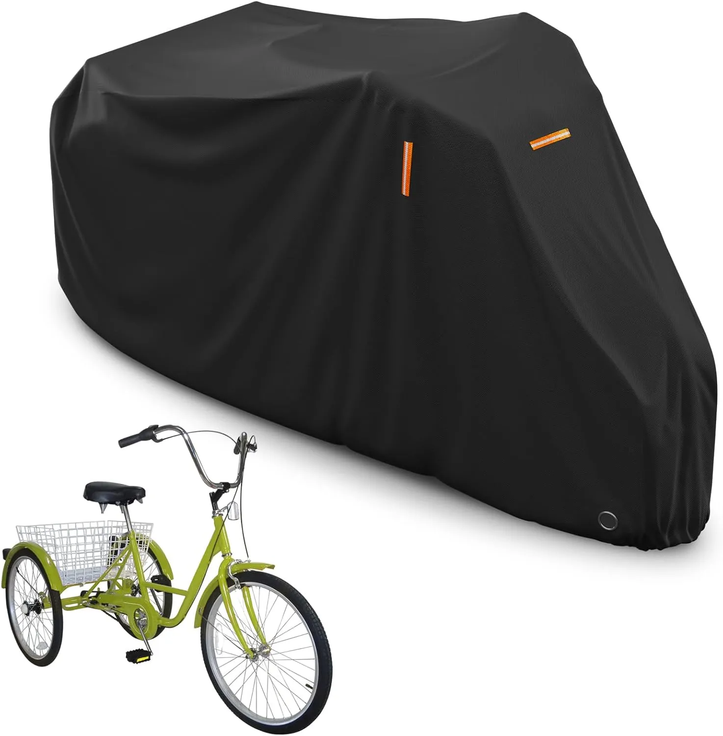 STARTWO Adult Tricycle Electric Trike Cover, Bike Storage Outdoor Waterproof, Windproof Bicycle Protective, Dustproof Bike Covers Black
