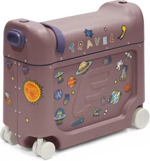 Stokke JetKids BedBox, Hazy Lilac - Ride-On Suitcase for Kids 2-7 Years Old (up to 77 lbs) - Transforms Into Bed - Includes Mattress, Decorative Stickers & Adjustable Carrying Strap