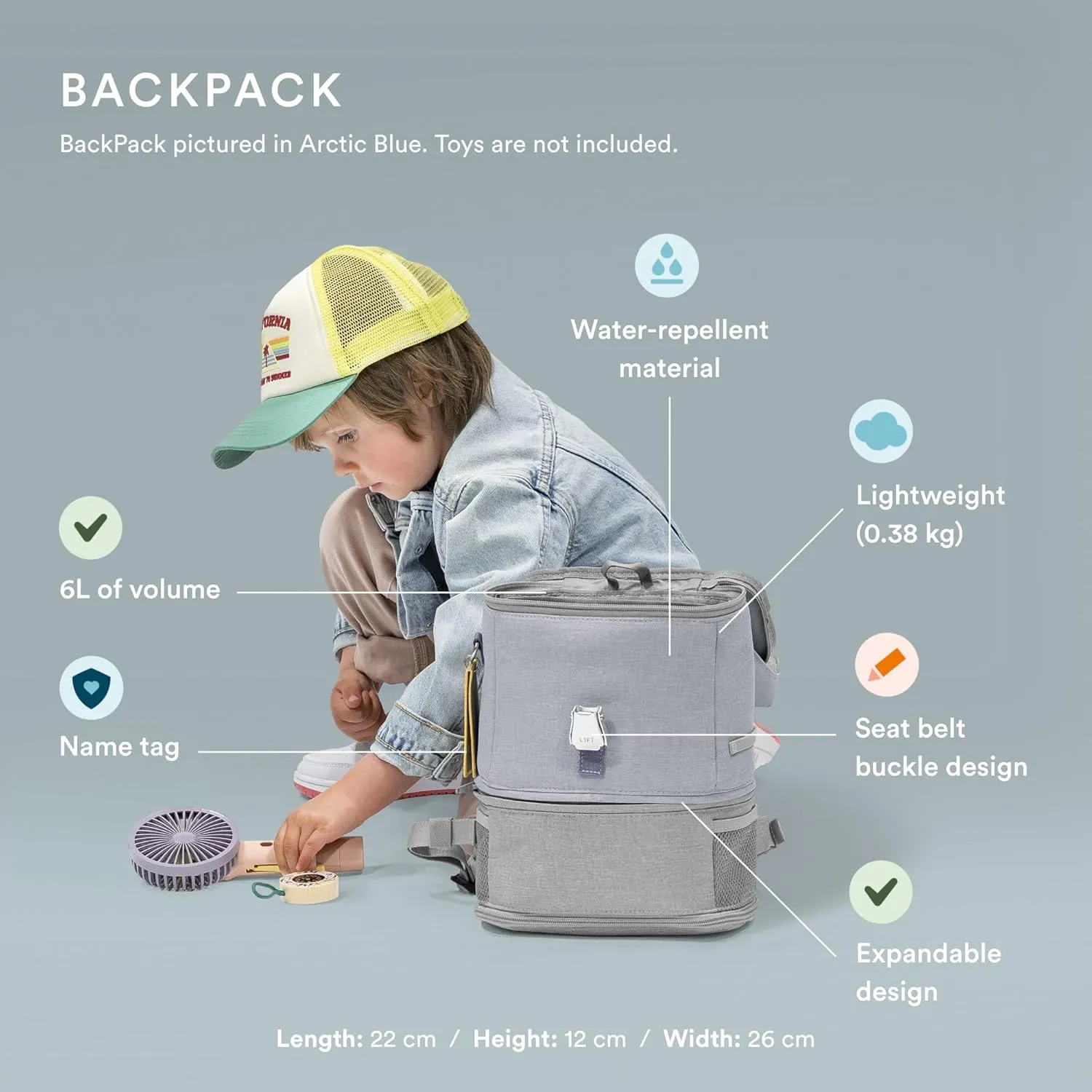 Stokke JetKids Travel Bundle, Moonglow White - Includes BedBox Ride-On Suitcase & Backpack - Best for Kids 2-7 Years Old (Up to 77 lbs)