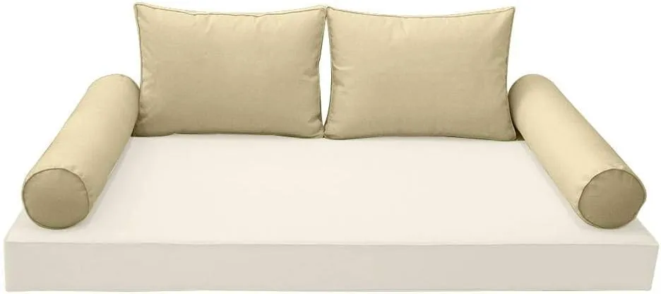 Style1 - AD103 Twin Pipe Trim Bolster & Back Pillow Cushion Outdoor Slip Cover ONLY