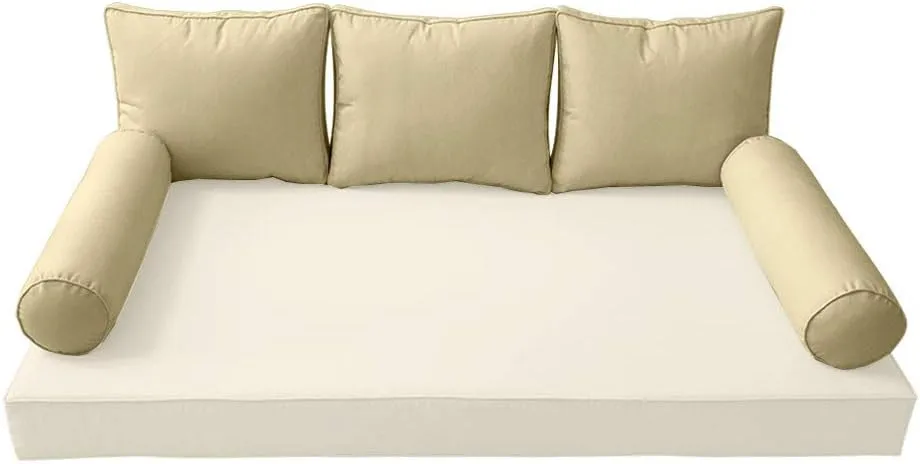 Style3 - AD103 Twin Pipe Trim Bolster & Back Pillow Cushion Outdoor Slip Cover ONLY