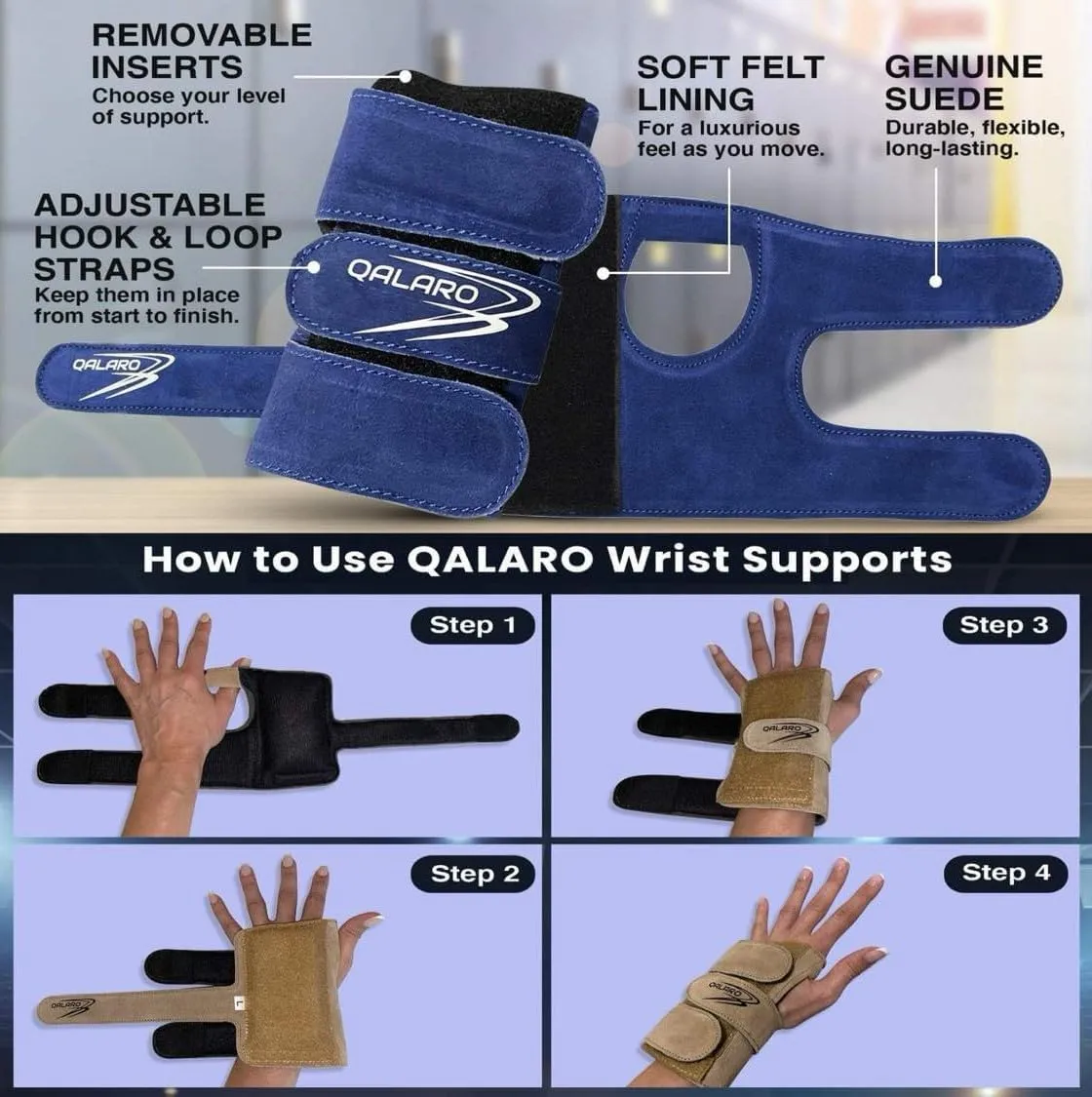 Suede Wrist Supports (Pair) with Bag | Gymnastics, Acrobatics, Cheer Adjustable Wrist Guards | Wrist Injury Prevention | Wrist Support Brace Hand Wraps
