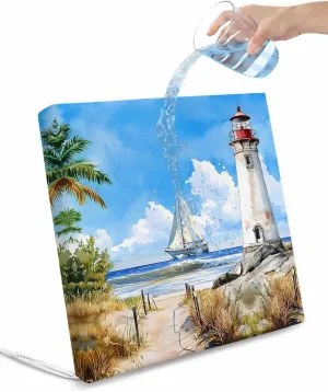 Summer Beach Outdoor Cushion Chair Cover Set of 2 - Waterproof Couch Seat Covers, Retro Lighthouse Sailing Nautical Patio Furniture Protector Cushions Slipcovers for Sofa/RV, 22"x20"x4"