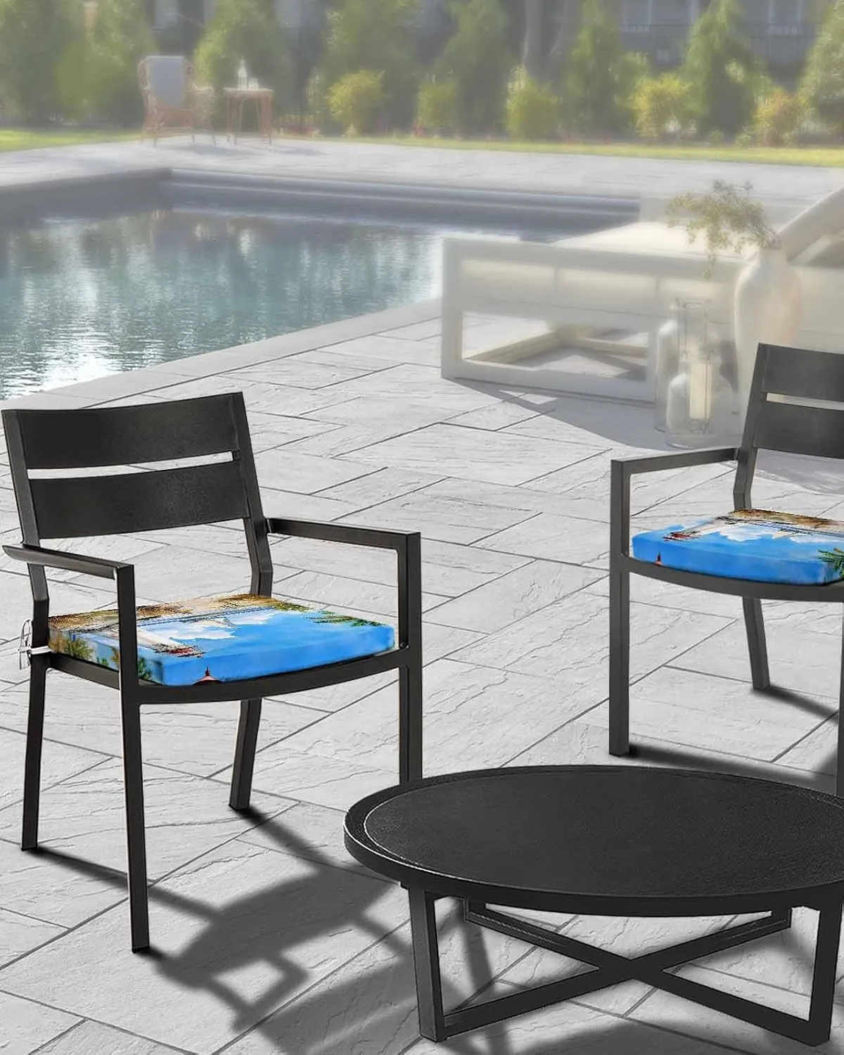 Summer Beach Outdoor Cushion Chair Cover Set of 2 - Waterproof Couch Seat Covers, Retro Lighthouse Sailing Nautical Patio Furniture Protector Cushions Slipcovers for Sofa/RV, 22"x20"x4"