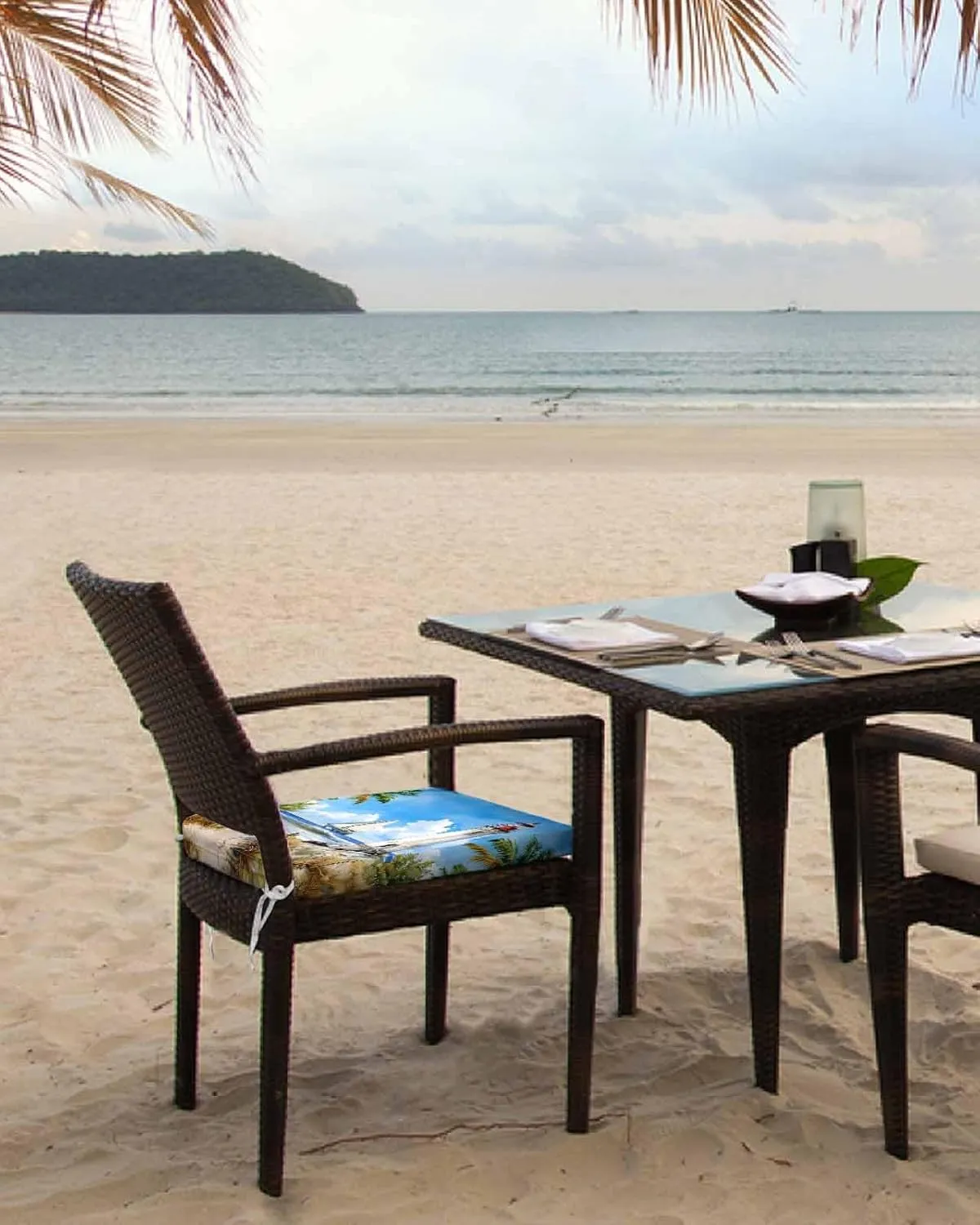 Summer Beach Outdoor Cushion Chair Cover Set of 2 - Waterproof Couch Seat Covers, Retro Lighthouse Sailing Nautical Patio Furniture Protector Cushions Slipcovers for Sofa/RV, 22"x20"x4"