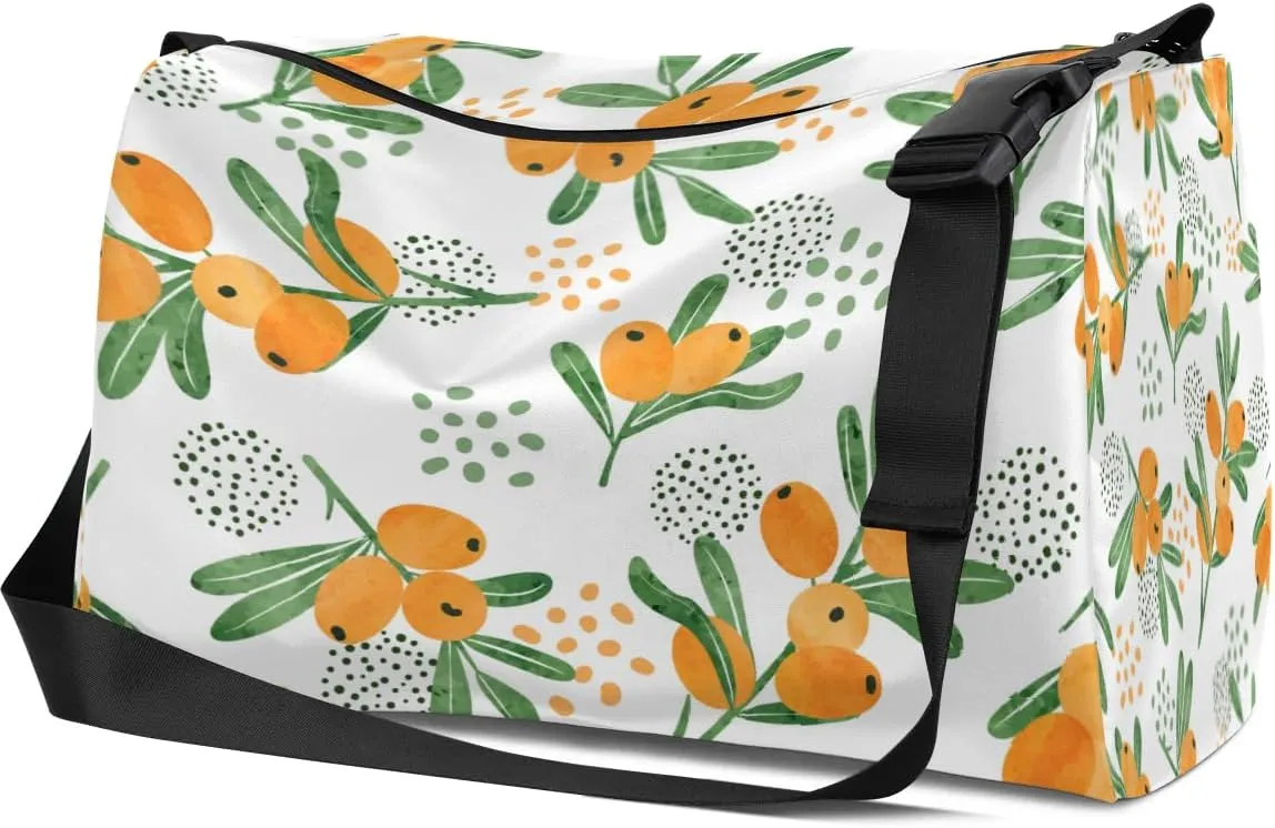 Summer Loquat Pattern Small Gym Bag for Men Women Workout Sport Duffle Bag Waterproof Weekender Overnight Bag Lightweight Carry on Tote Bag Crossbody Shoulder Travel Bag for Swim Yoge Dance